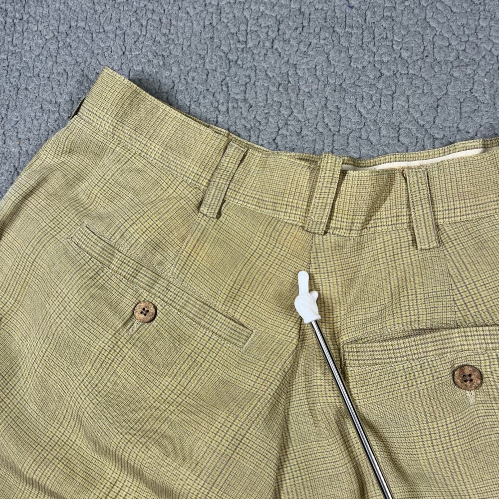 ommy Bahama Pants Mens 36 (32x31) Relaxed Tan Plaid Pleated Tencel Trousers - Picture 7 of 14